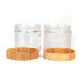 Durable 420ml 14oz round glass containers for food storage with bamboo wood lid